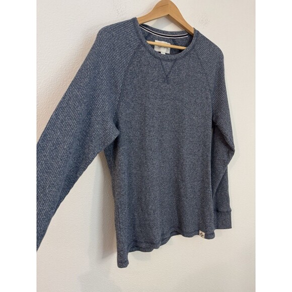 SUN + STONE Shirt Long Sleeve Crew Neck Blue Waffle Thermal Knit Size Large NWT - Picture 2 of 8